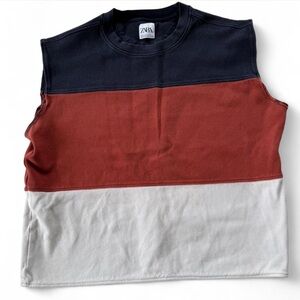 Zara Black, Rust, and Cream Sleeveless Top